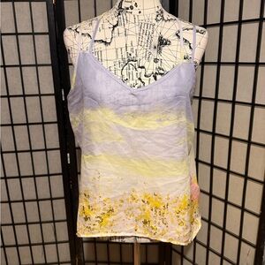 Olive & Oak strappy tank top silky texture Yellow Camisole ombre Sz L